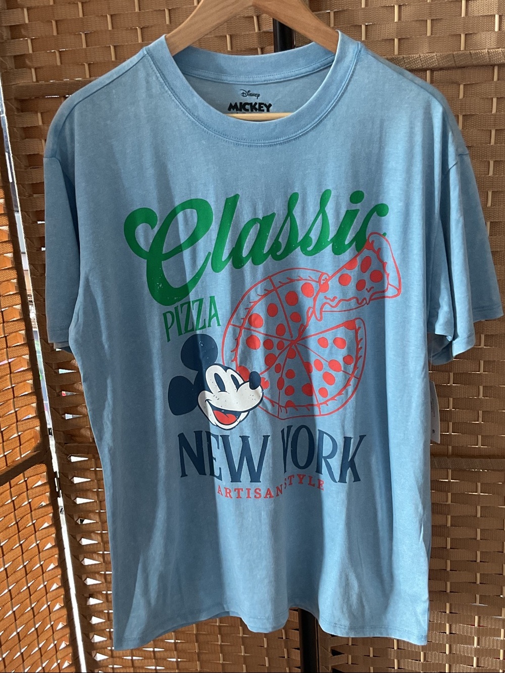 Disney Light Blue Mickey Classic Pizza New York Graphic Tee